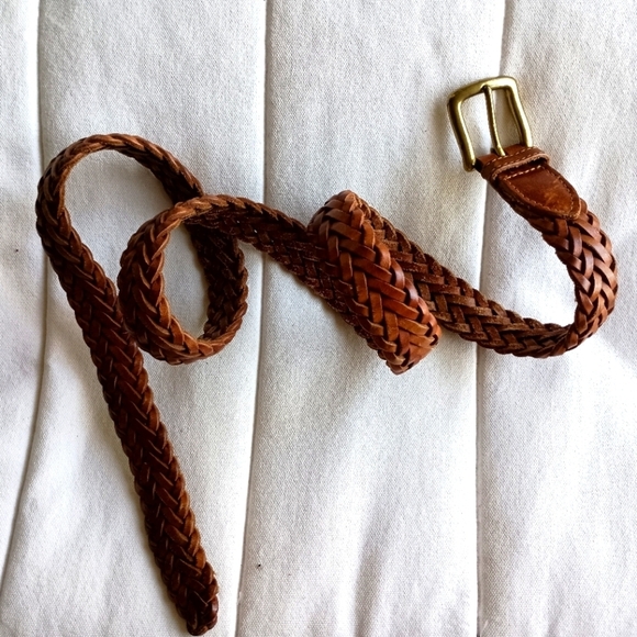 Vintage Braided Brown Leather Belt_38